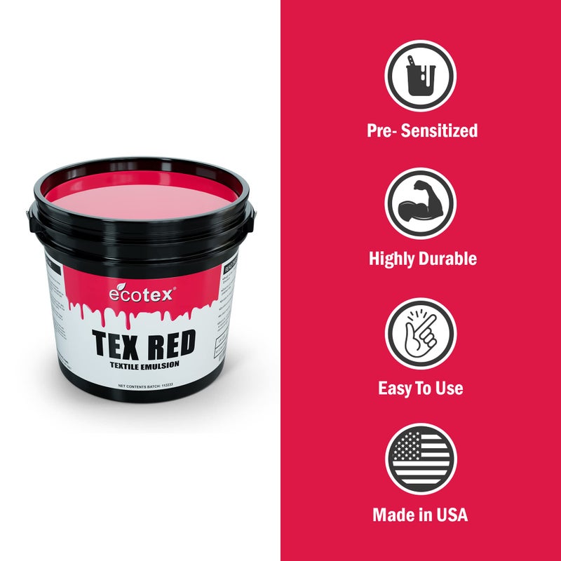 Screen Print Direct EcotexÂ® Tex-Red Screen Printing Emulsion (Pint - 16oz.) Pre-Sensitized Photo Emulsion for Silk Screens and Fabric - for Screen Printing Plastisol Inks, Pure Photopolymer Screen Printing Supplies - Image 2